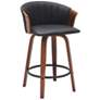 2_Diana 25 3/4" Walnut Black Faux Leather Swivel Counter Stool