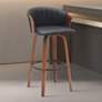 1_Diana 25 3/4" Walnut Black Faux Leather Swivel Counter Stool