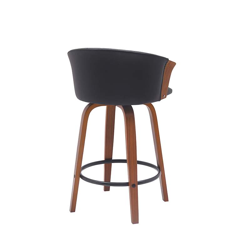 Image 4 Diana 25 3/4" Walnut Black Faux Leather Swivel Counter Stool more views