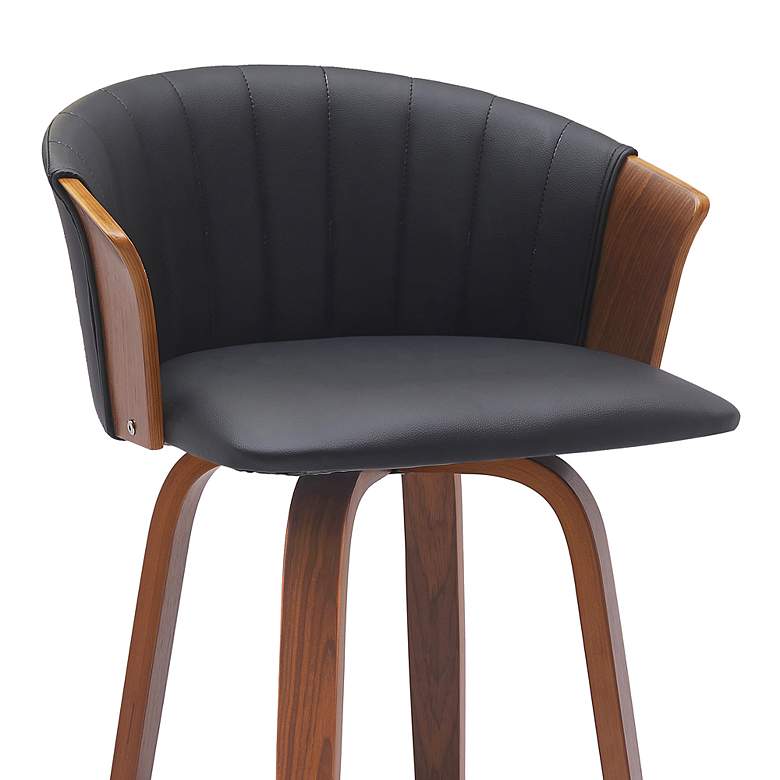 Image 5 Diana 25 3/4" Walnut Black Faux Leather Swivel Counter Stool more views