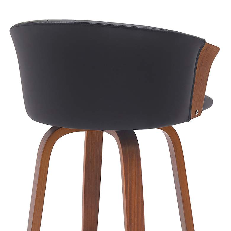 Image 6 Diana 25 3/4" Walnut Black Faux Leather Swivel Counter Stool more views