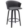 Diana 26 in. Swivel Barstool in Black Wood and Grey Faux Leather