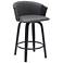 Diana 26 in. Swivel Barstool in Black Wood and Grey Faux Leather