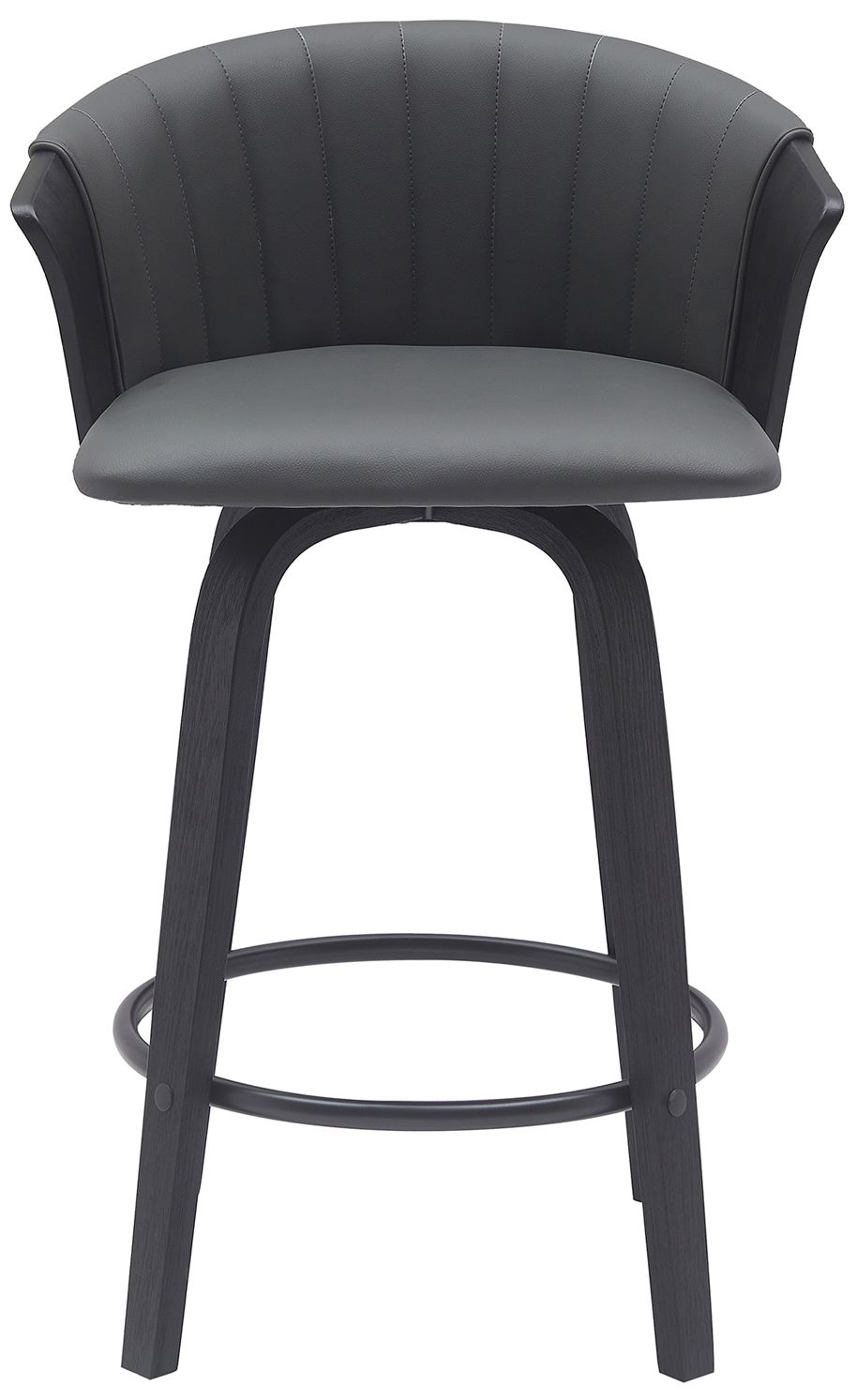 Image 3 Diana 26 in. Swivel Barstool in Black Wood and Grey Faux Leather more views