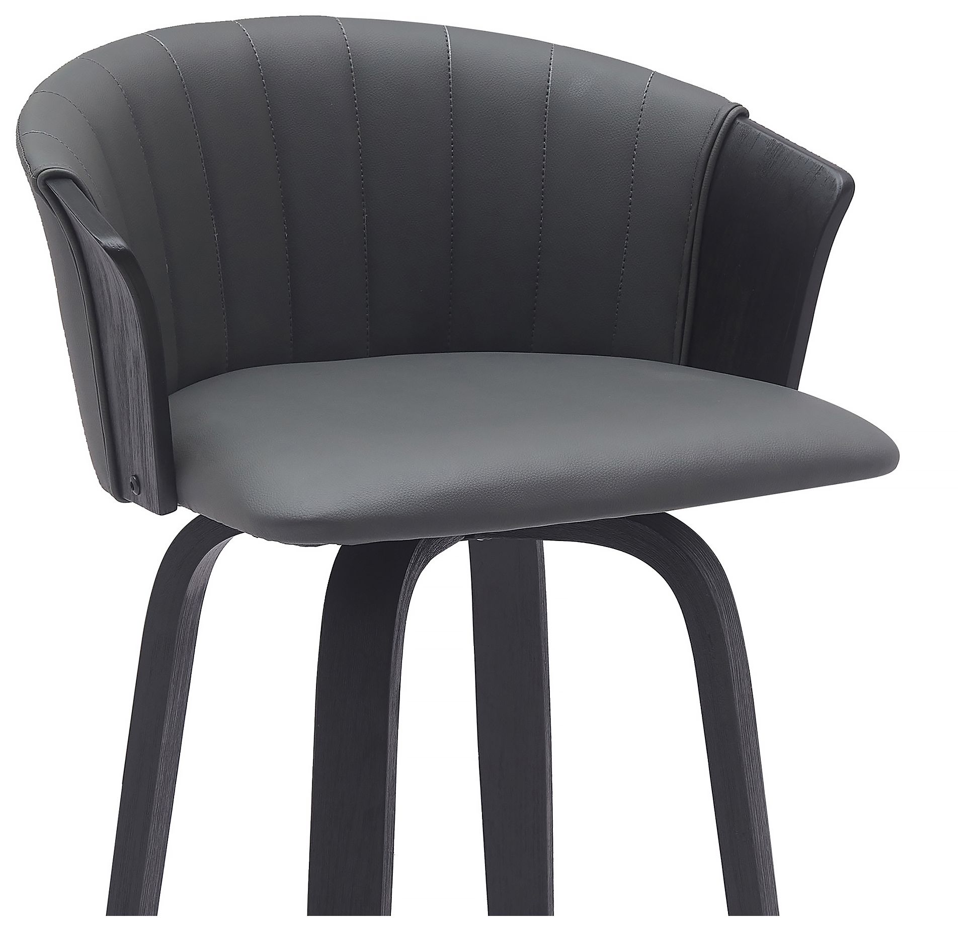 Image 5 Diana 26 in. Swivel Barstool in Black Wood and Grey Faux Leather more views