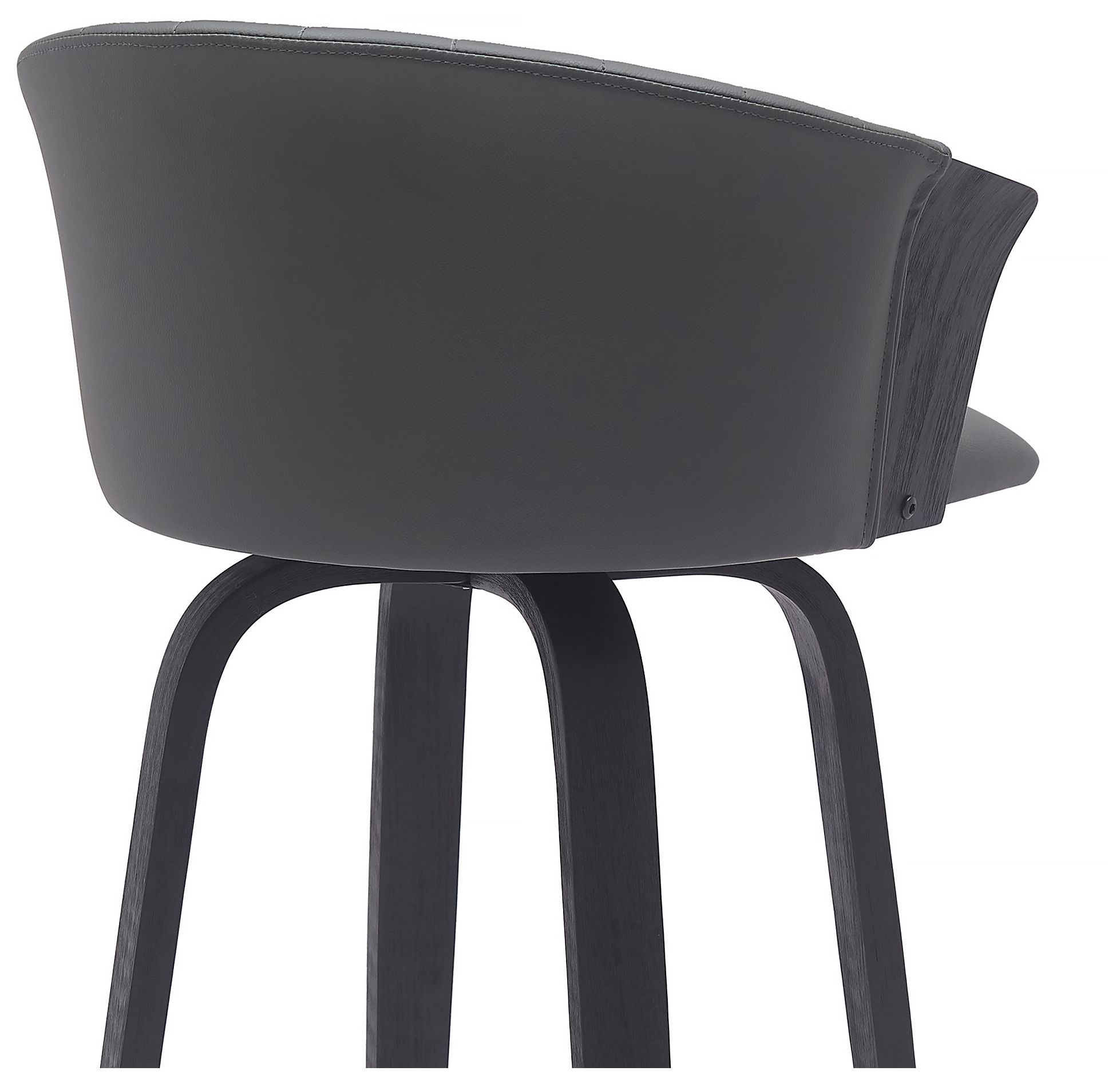 Image 6 Diana 26 in. Swivel Barstool in Black Wood and Grey Faux Leather more views