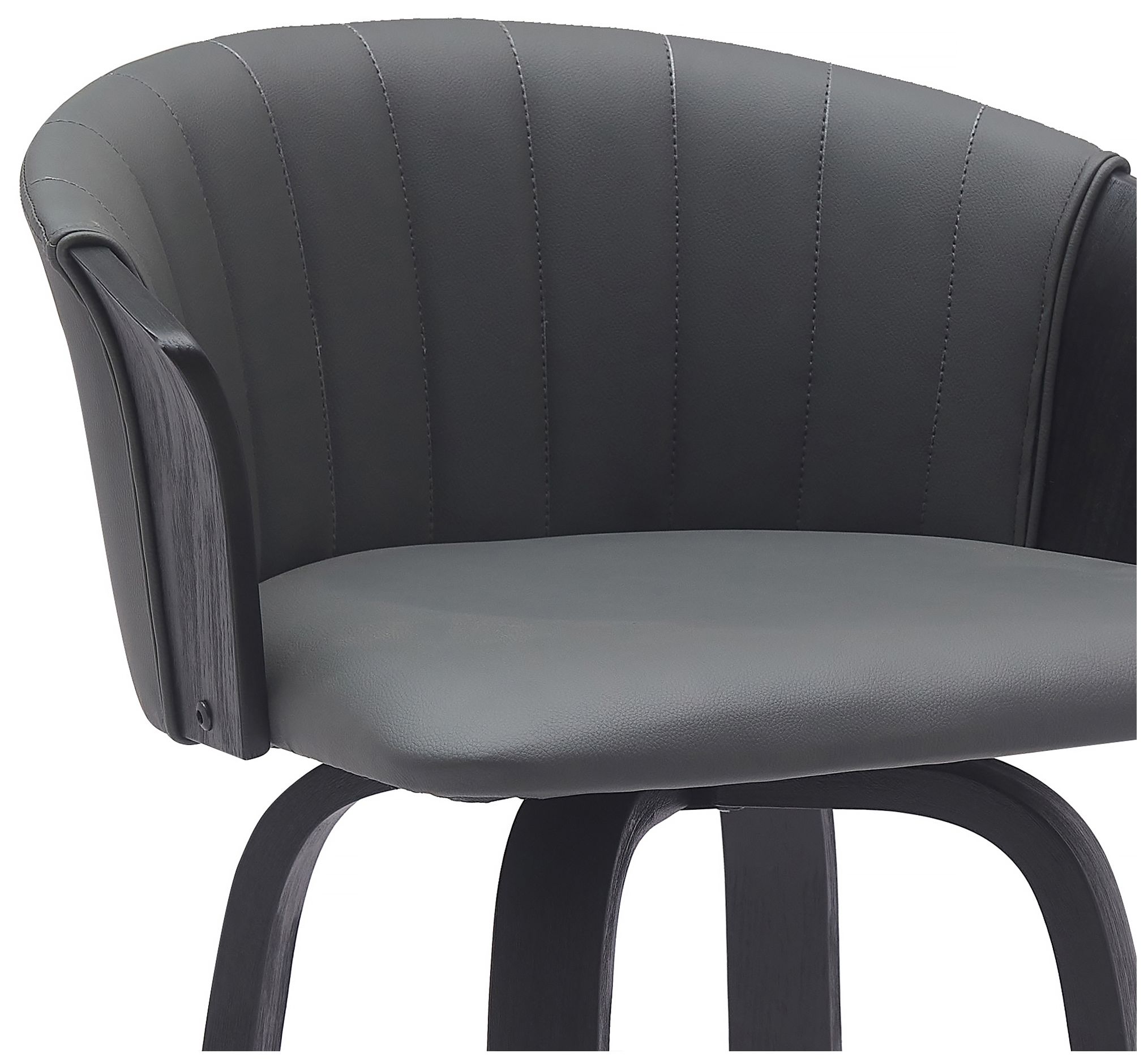 Diana 26 in. Swivel Barstool in Black Wood and Grey Faux Leather
