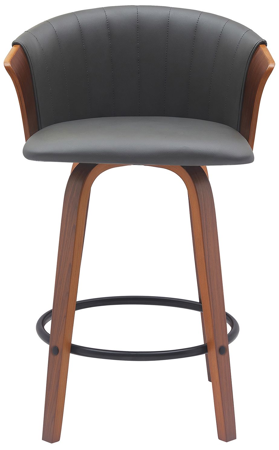 Image 3 Diana 26 in. Swivel Barstool in Walnut Wood and Grey Faux Leather more views