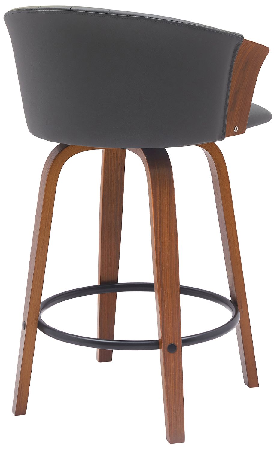 Image 4 Diana 26 in. Swivel Barstool in Walnut Wood and Grey Faux Leather more views