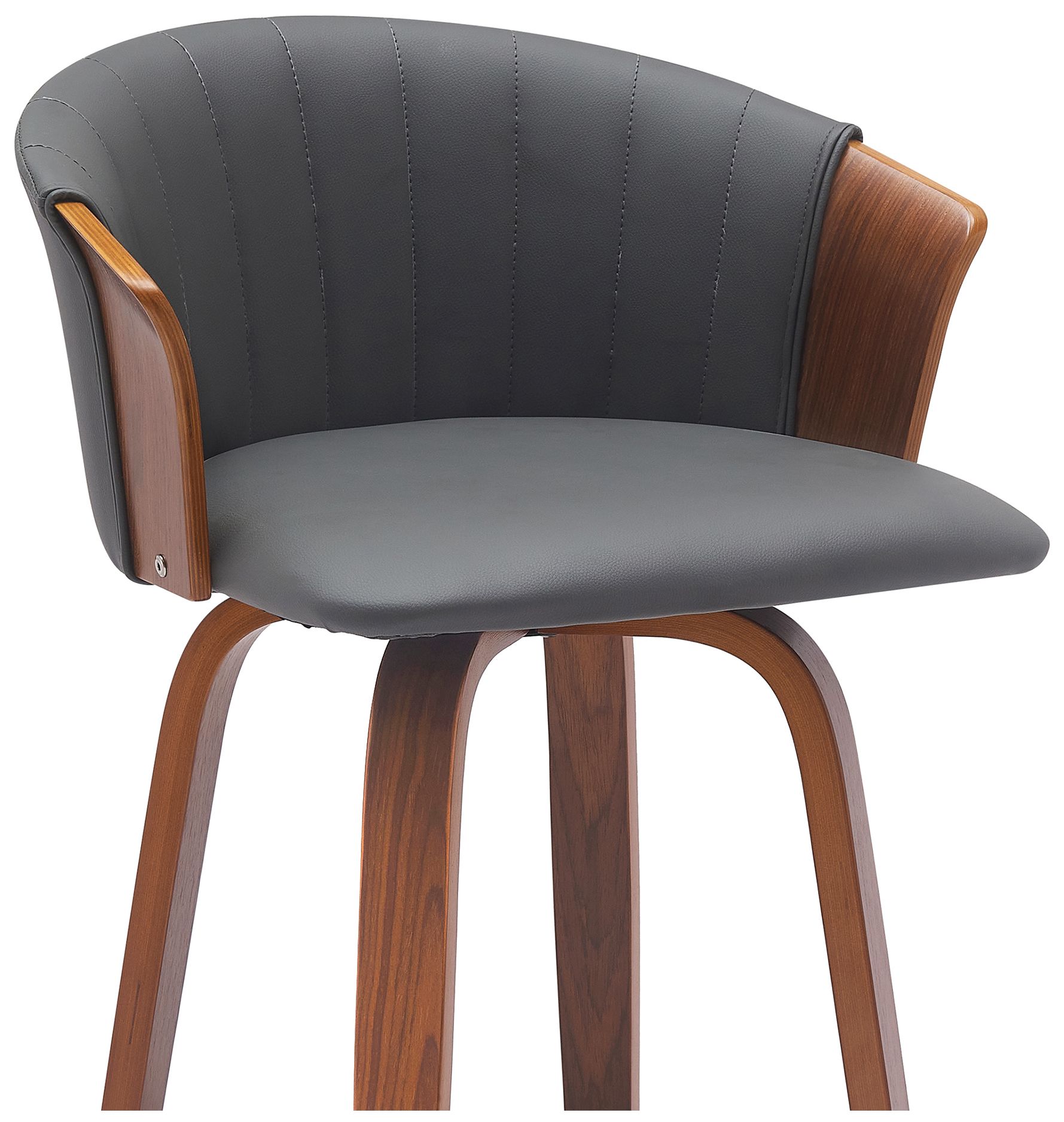 Image 5 Diana 26 in. Swivel Barstool in Walnut Wood and Grey Faux Leather more views