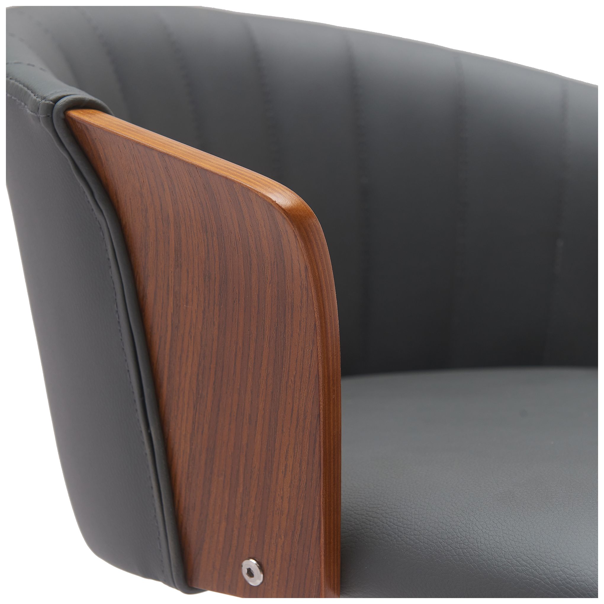 Diana 26 in. Swivel Barstool in Walnut Wood and Grey Faux Leather