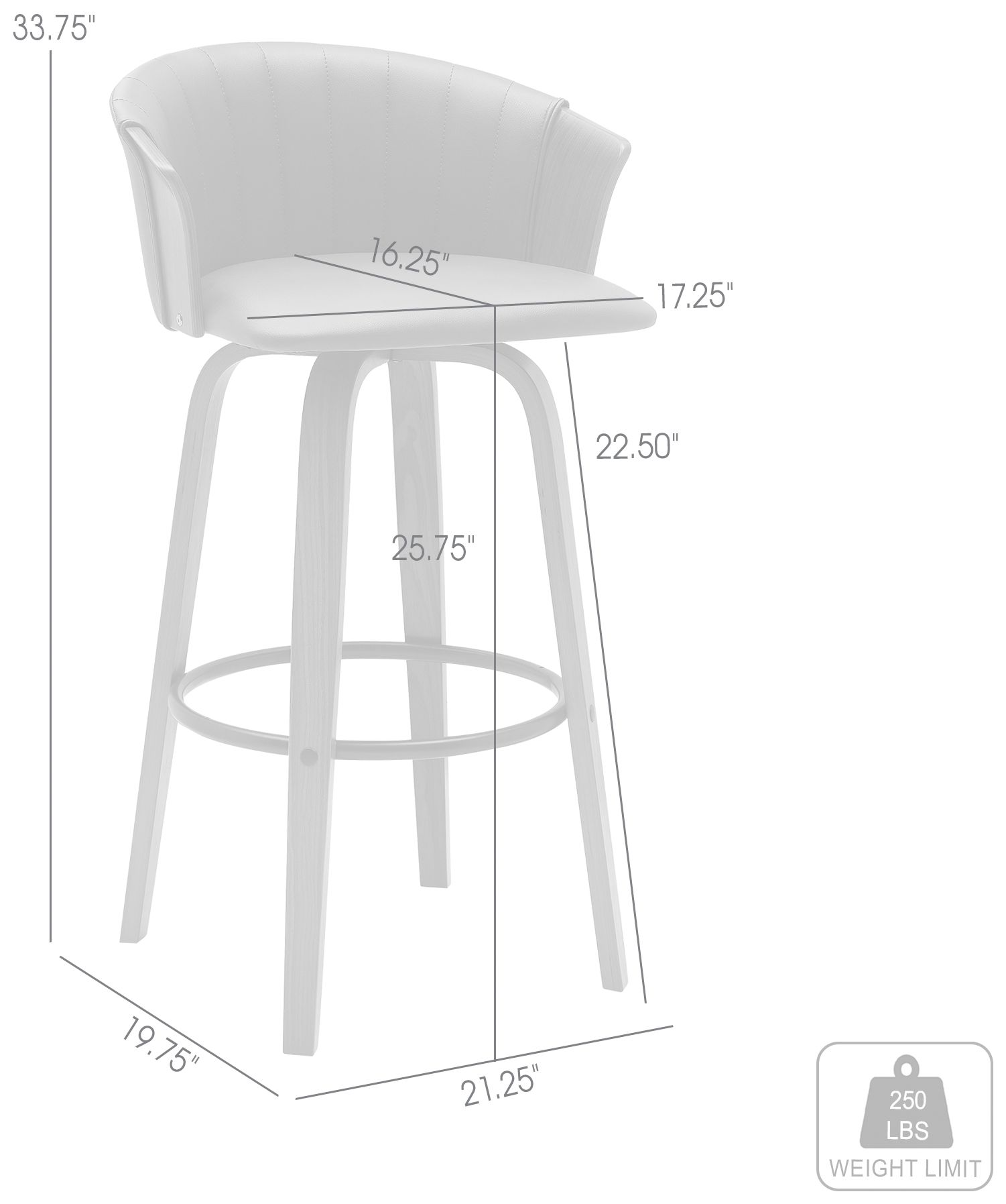 Diana 26 in. Swivel Barstool in Walnut Wood and Grey Faux Leather