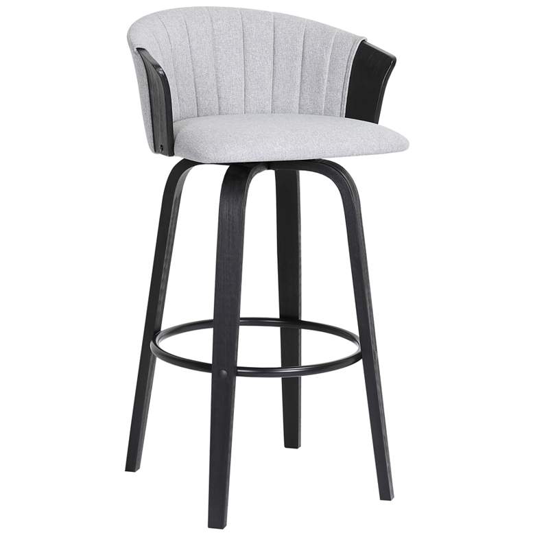 Image 1 Diana 30 In. Swivel Bar Stool in Black Wood and Light Grey Fabric