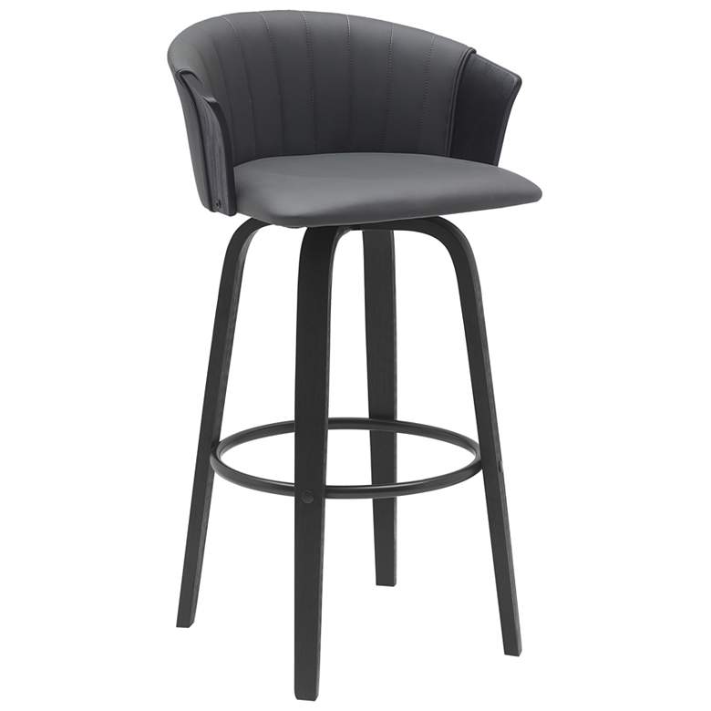 Image 1 Diana 30 in. Swivel Barstool in Black Wood and Grey Faux Leather
