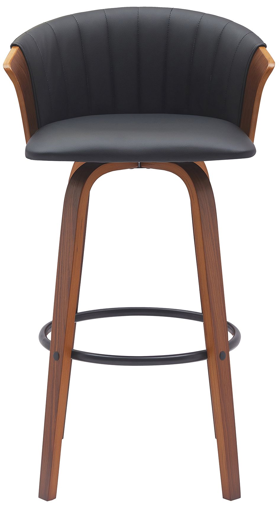 Image 3 Diana 30 in. Swivel Barstool in Walnut Wood and Black Faux Leather more views