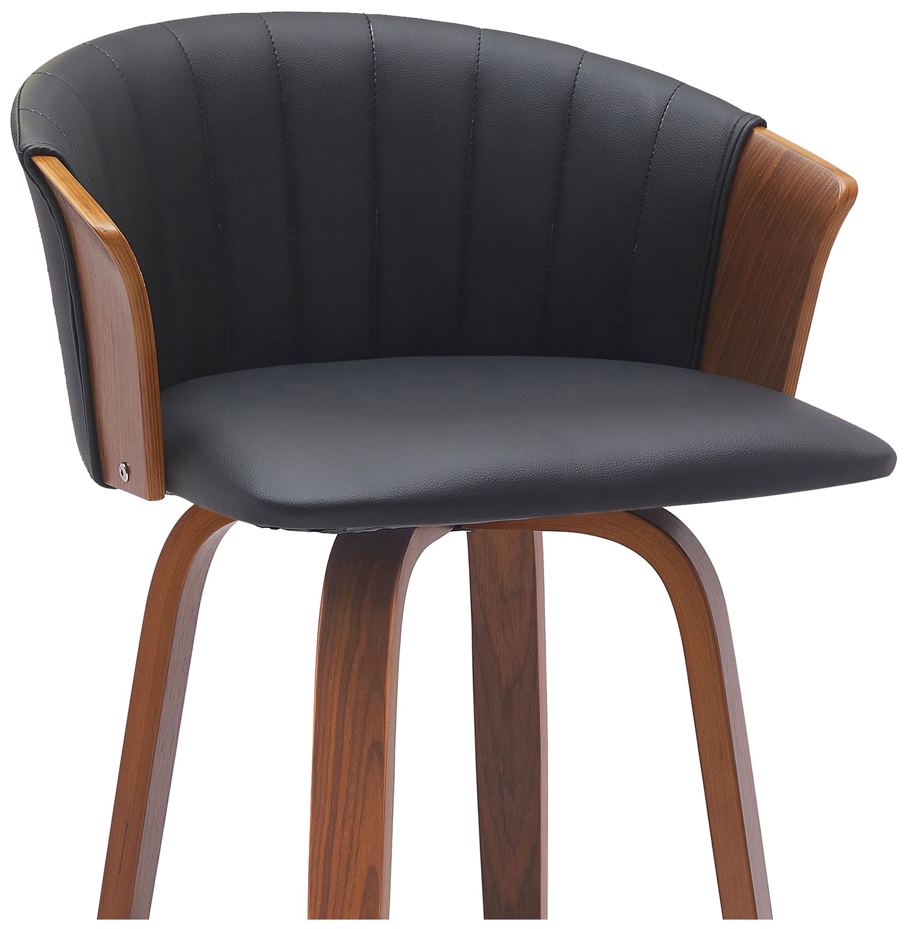 Image 5 Diana 30 in. Swivel Barstool in Walnut Wood and Black Faux Leather more views