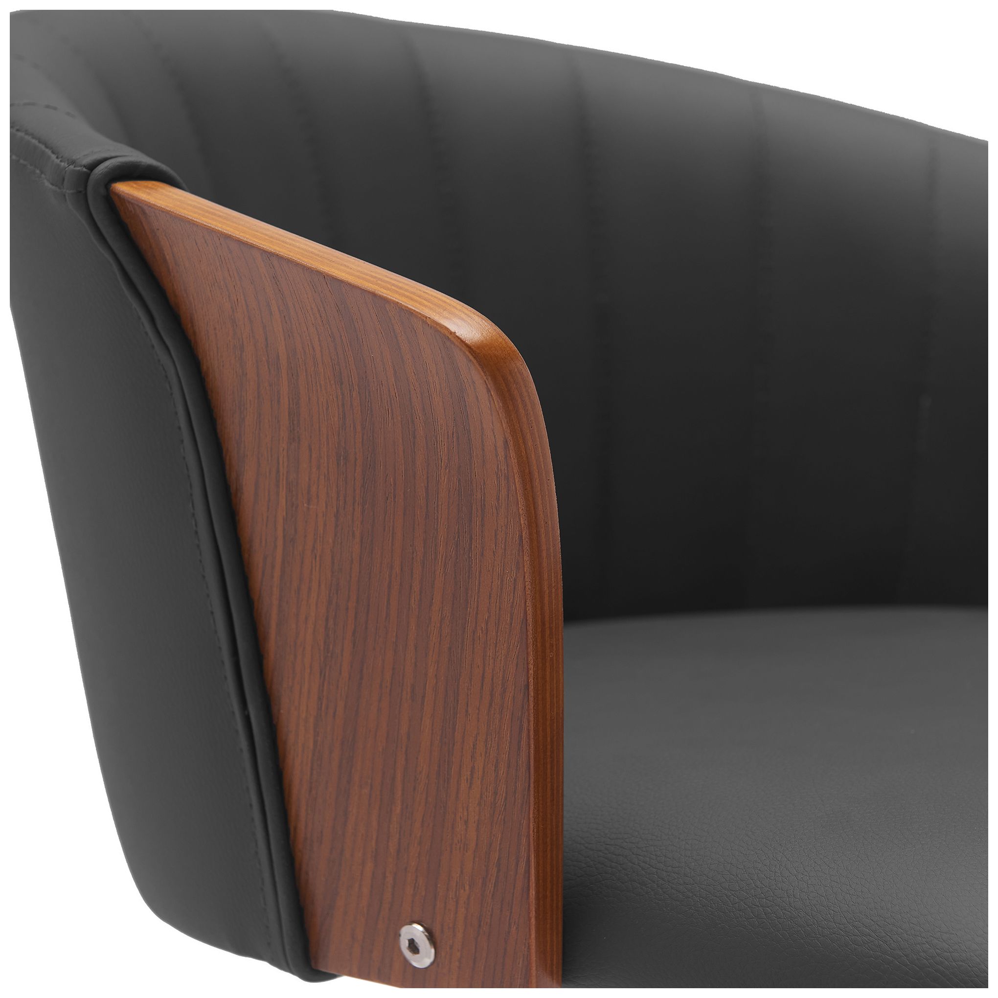 Image 7 Diana 30 in. Swivel Barstool in Walnut Wood and Black Faux Leather more views