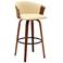 Diana 30 in. Swivel Barstool in Walnut Wood and Cream Faux Leather