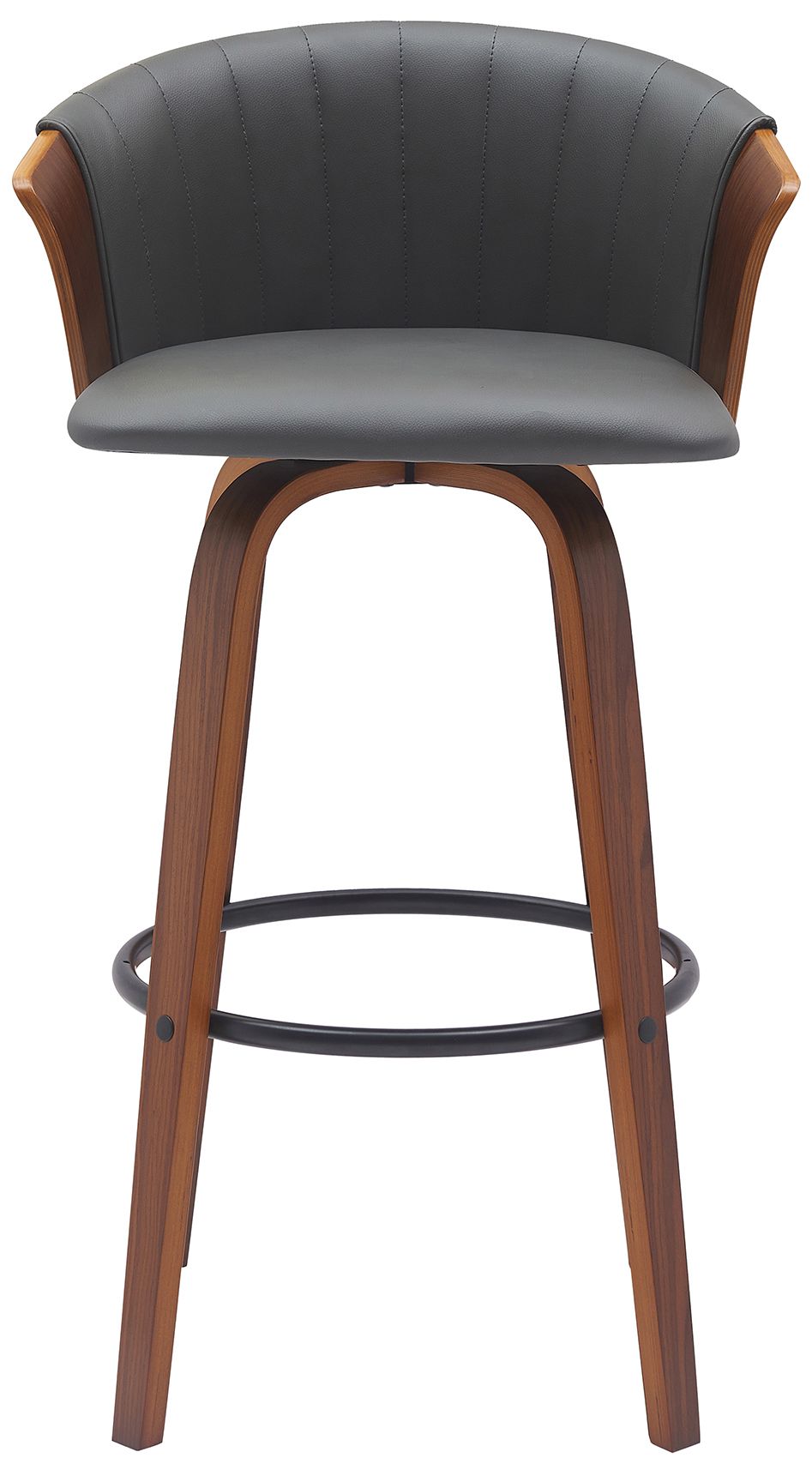 Image 3 Diana 30 in. Swivel Barstool in Walnut Wood and Grey Faux Leather more views