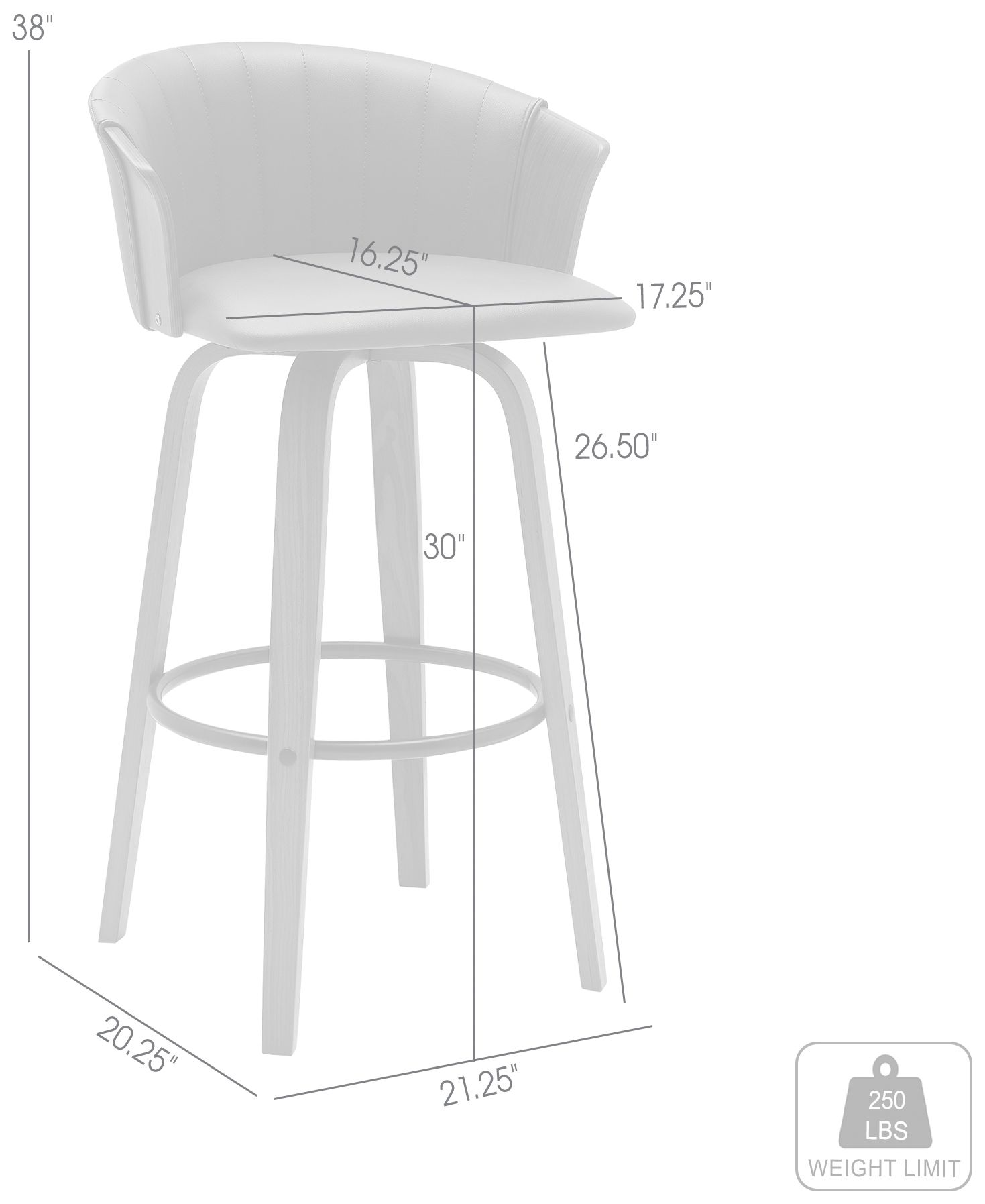 Diana 30 in. Swivel Barstool in Walnut Wood and Grey Faux Leather