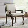1_Diana Beige Upholstered Wood Arm Traditional Accent Chair