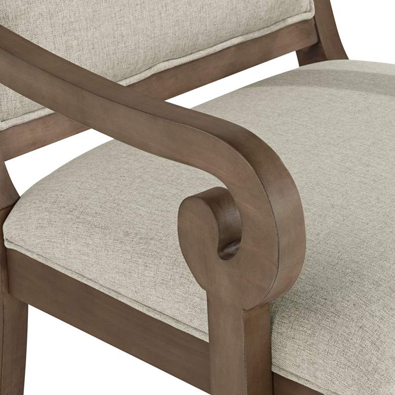 Image 4 Diana Beige Upholstered Wood Arm Traditional Accent Chair more views