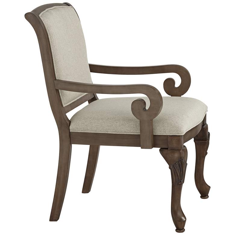 Image 6 Diana Beige Upholstered Wood Arm Traditional Accent Chair more views