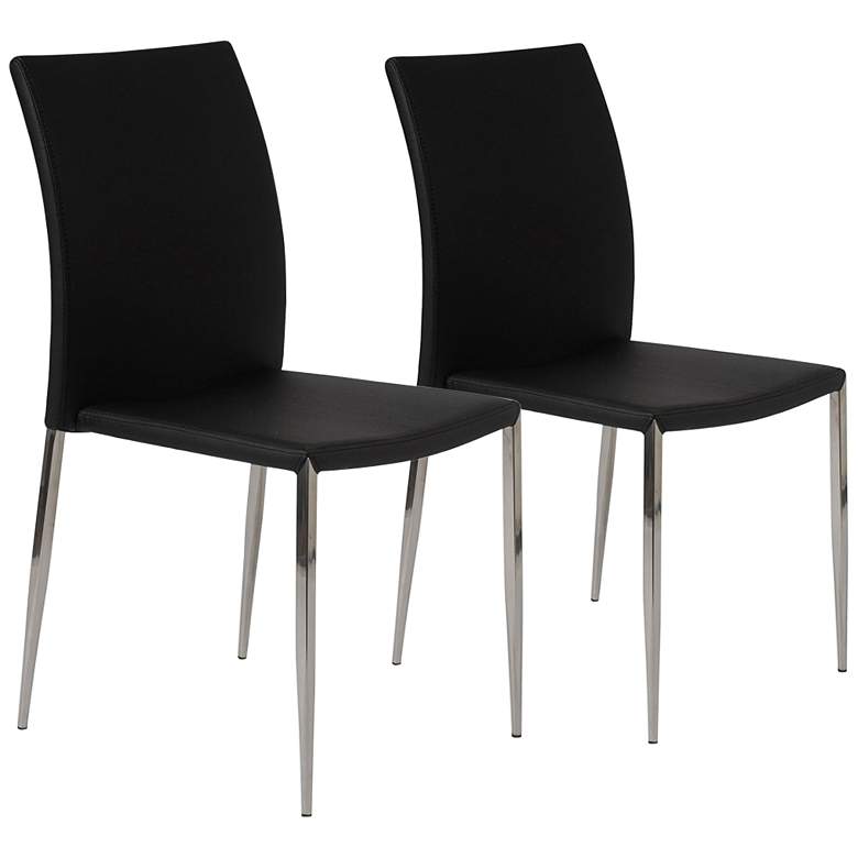 Image 1 Diana Black Faux Leather Dining Chairs Set of 2