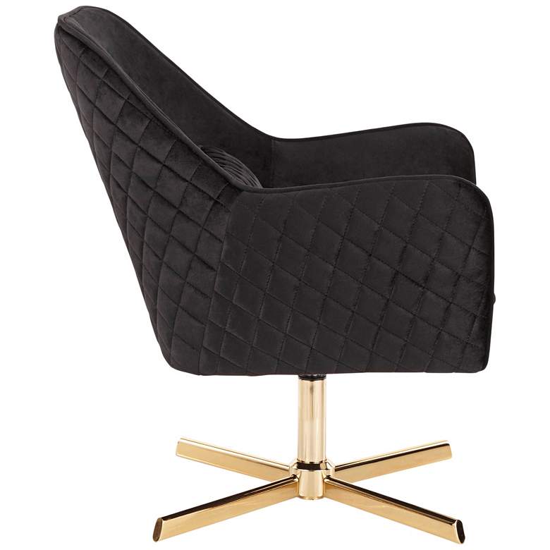 Diana Black Velvet and Gold Metal Swivel Lounge Chair more views