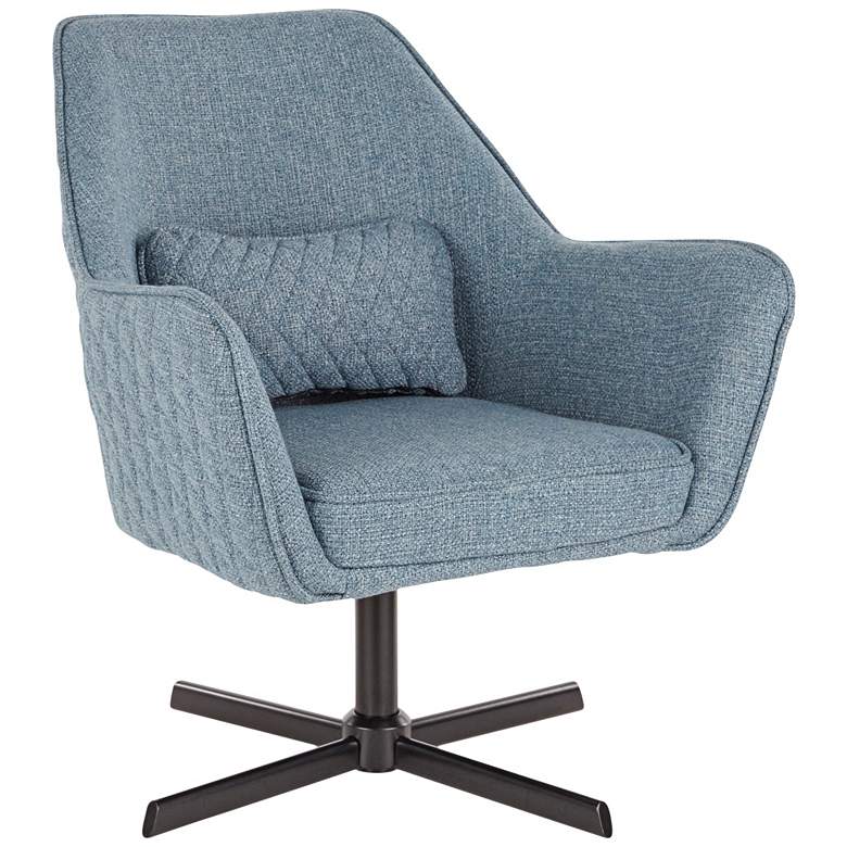 Image 1 Diana Blue Noise Fabric and Black Metal Swivel Lounge Chair