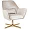 Diana Champagne Velvet and Gold Metal Swivel Lounge Chair