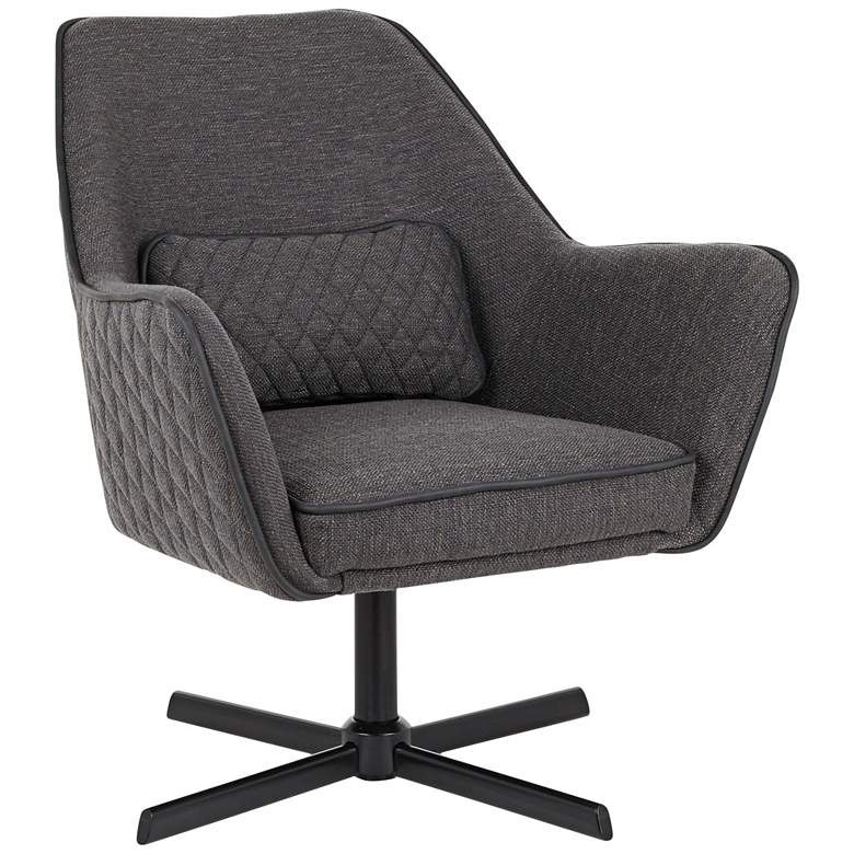 Image 1 Diana Charcoal Fabric and Black Metal Swivel Lounge Chair