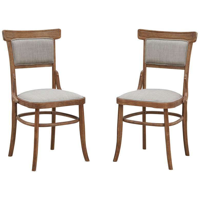 Image 1 Diana Linen Upholstered Vintage Honey Dining Chair Set of 2