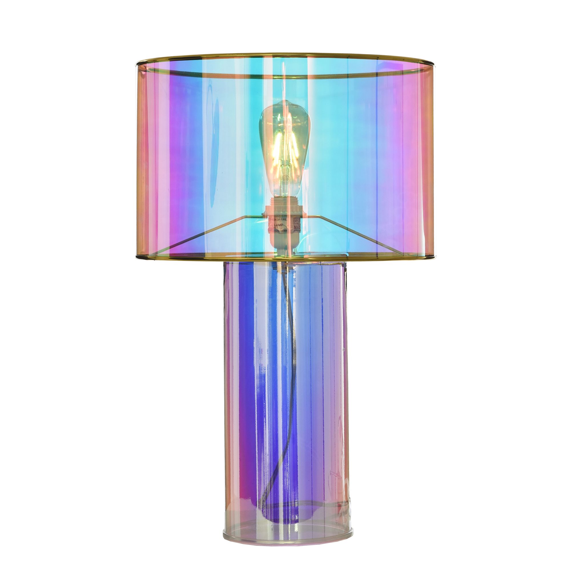 Image 2 Diana Margot Iridescent Pink Glass Accent Table Lamp more views