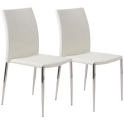Diana White Faux Leather Dining Chairs Set of 2