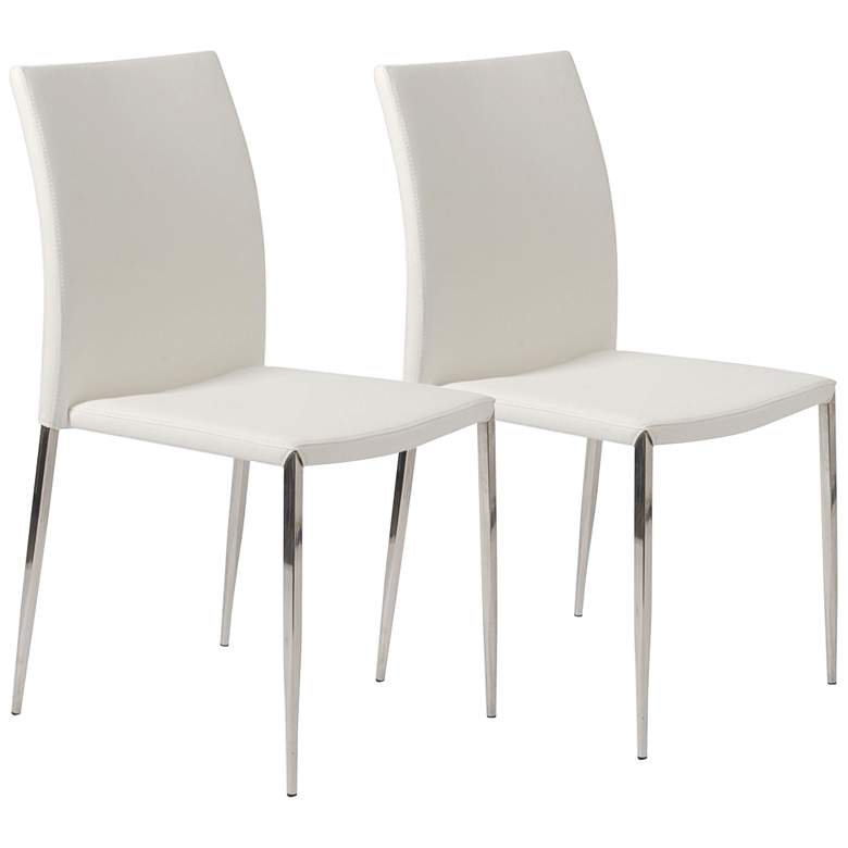 Image 1 Diana White Faux Leather Dining Chairs Set of 2