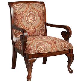 Image2 of Diana Wood and Red Upholstered Accent Chair