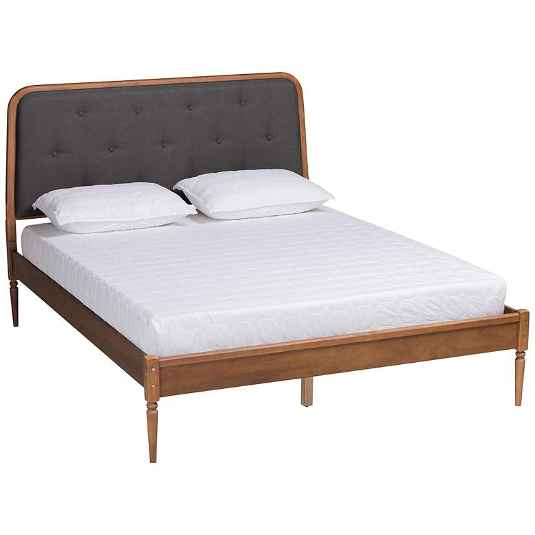Image 2 Diantha Dark Gray Walnut Brown Wood Full Size Platform Bed