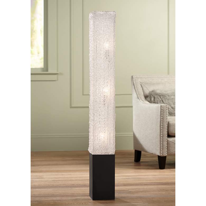 Image 1 Diax Textured Clear Acrylic 3-Light Rectangular Modern Floor Lamp