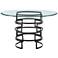 Diaz 48 in. Round Dining Table in Matte Black Iron Base and Glass Tabletop