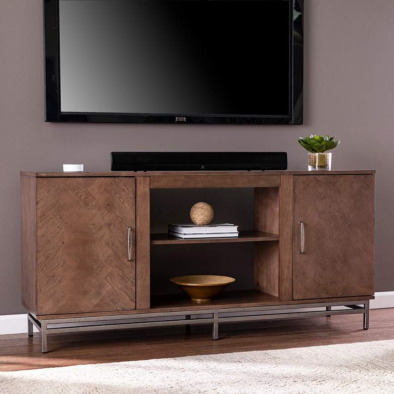 Image 1 Dibbonly 60 inch Wide Brown Wood 2-Door Media Stand