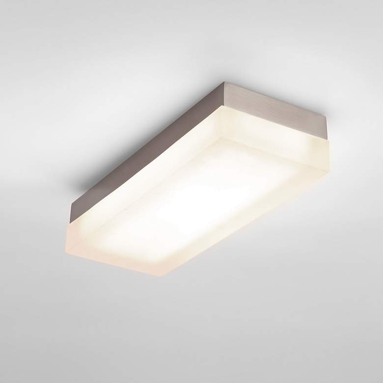 Image 1 Dice 14"W Brushed Nickel Rectangular LED Ceiling Light