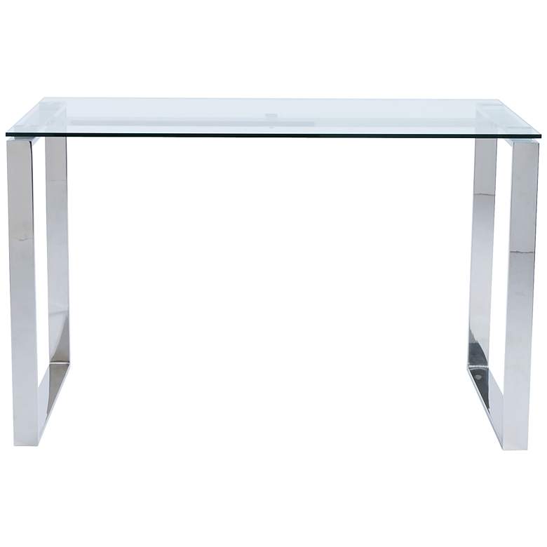 Image 1 Diego 48 inch Wide Stainless Steel and Glass Modern Desk
