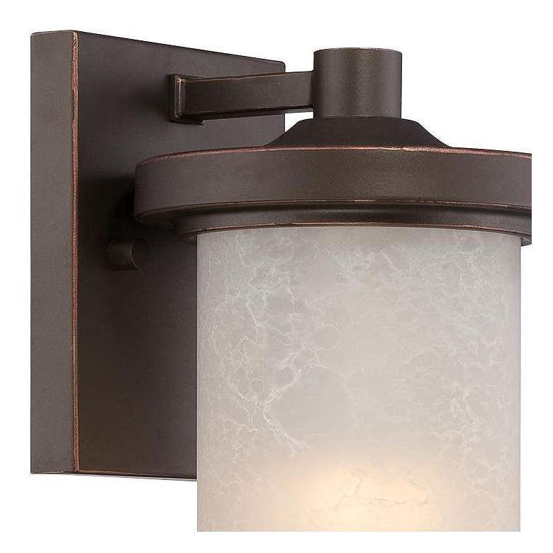 Image 2 Diego LED Small Wall Lantern with Satin Amber Glass - Mahogany Bronze more views