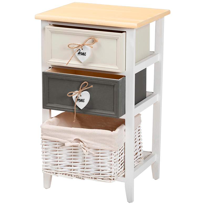 Image 6 Diella 14 1/2 inchW White 2-Drawer Storage Cabinet with Basket more views