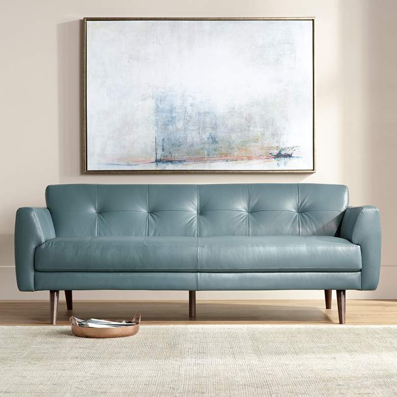 Image 1 Digio Adda 80 inch Wide Blue Leather Sofa