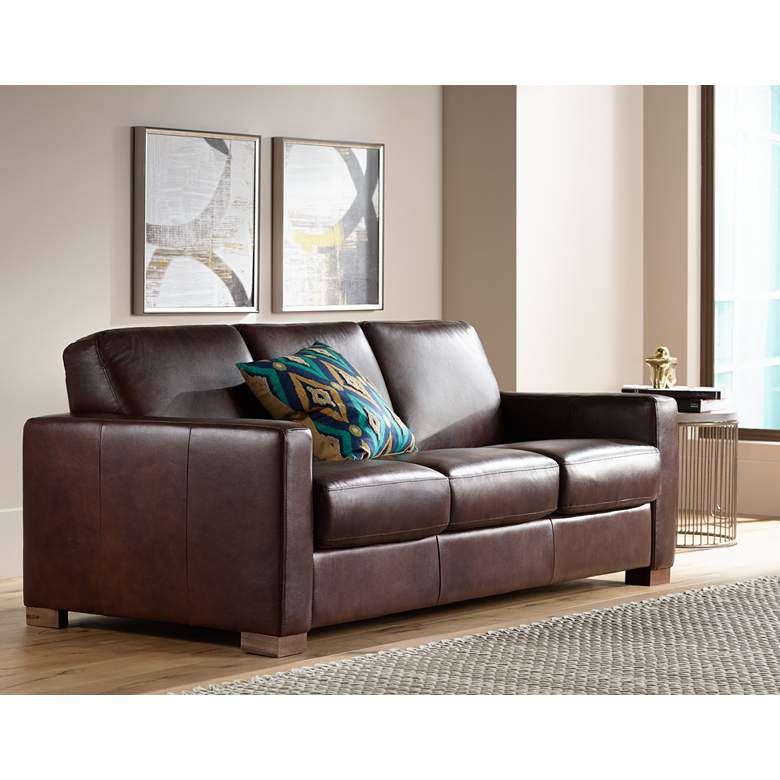 Image 1 Digio Gioia 84 inch Wide Brown Italian Leather Sofa Bed