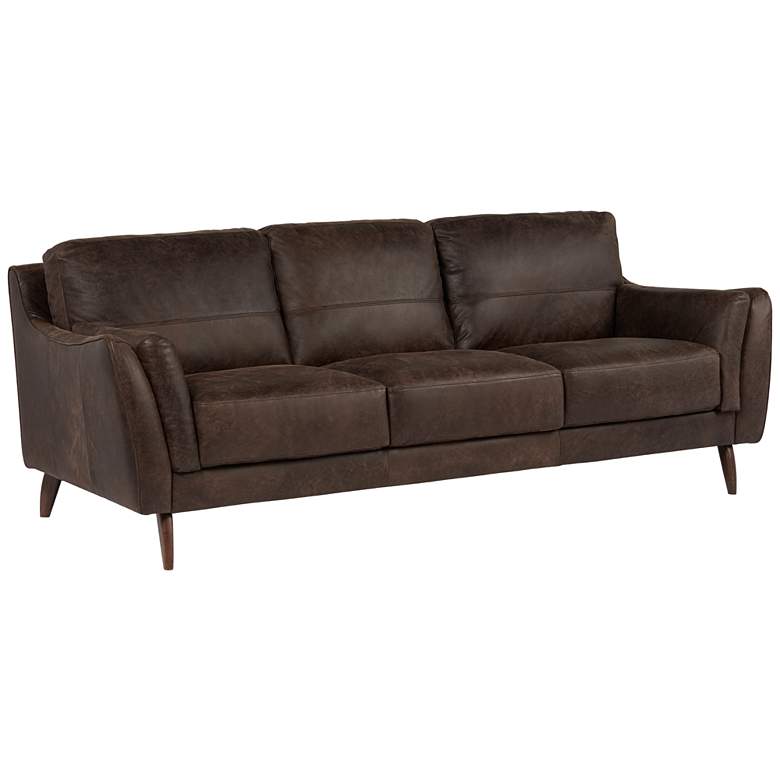 Image 1 Digio Piave 91 inch Wide Brown Italian Leather Sofa