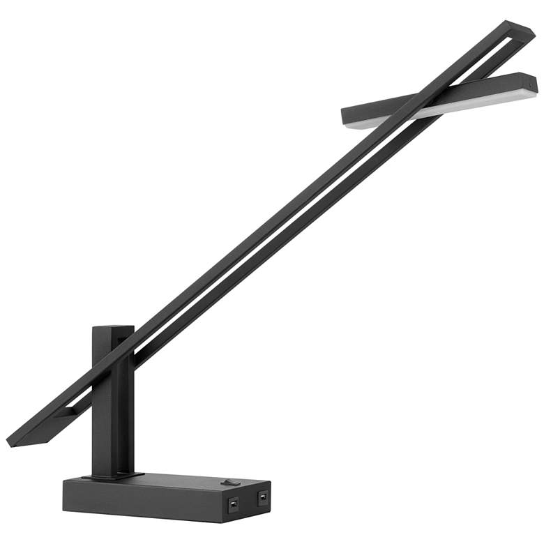 Dijon Black Adjustable LED Desk Lamp with USB Charging Ports