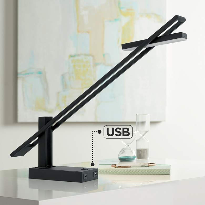 Image 1 Dijon Black Adjustable LED Desk Lamp with USB Charging Ports